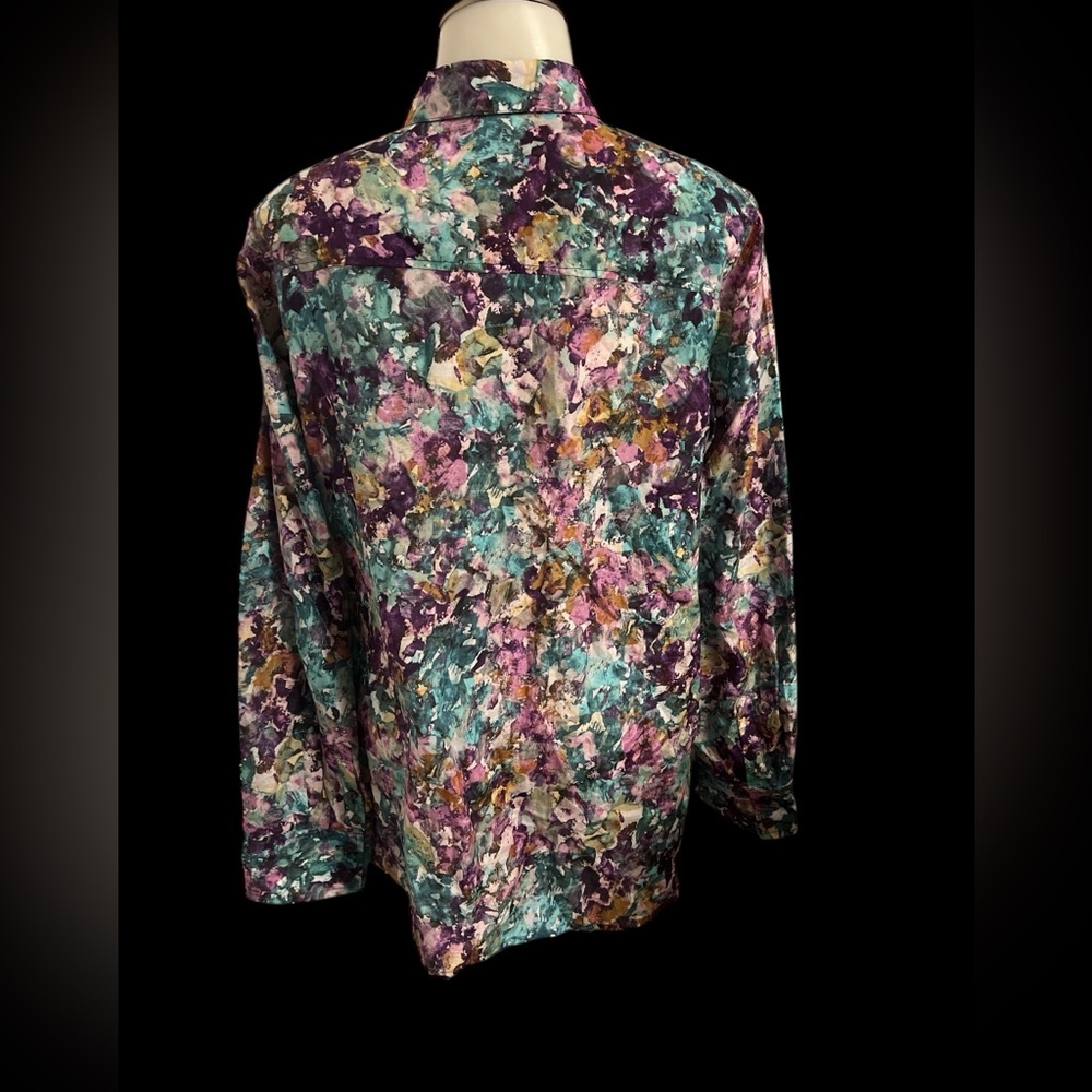 Coldwater Creek Blouse Womens 16 Floral Long Sleeve Light Button Up Down LN - Picture 2 of 5